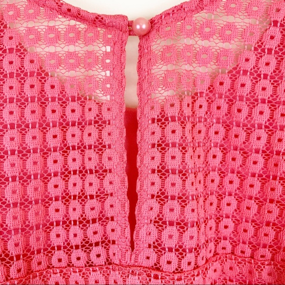 A. Byer Coral Crochet Overlay Mini Dress - Picture 3 of 7
